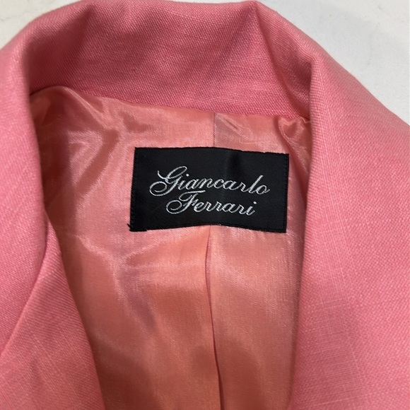SOLD Vintage Giancarlo Ferrari Pink Lined Linen Jacket with Black Piping (8) EUC - Picture 4 of 4